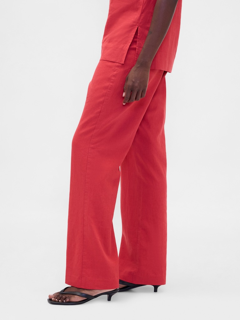 Low Rise Linen-Blend Flare Pants