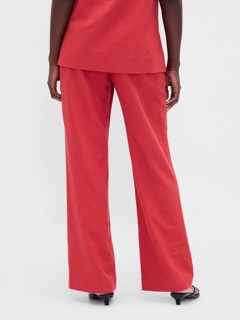 Low Rise Linen-Blend Flare Pants
