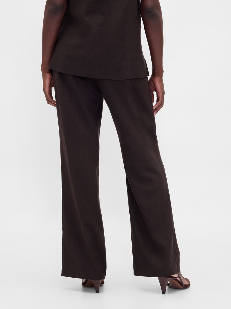 Low Rise Linen-Blend Flare Pants