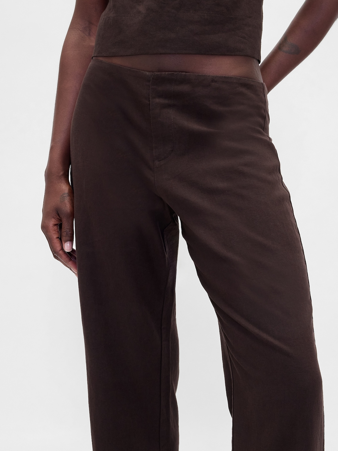Low Rise Linen-Blend Flare Pants