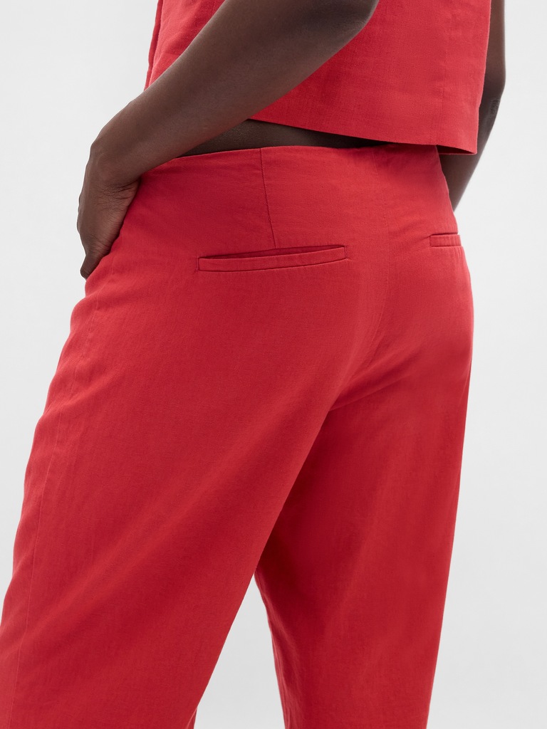 Low Rise Linen-Blend Flare Pants