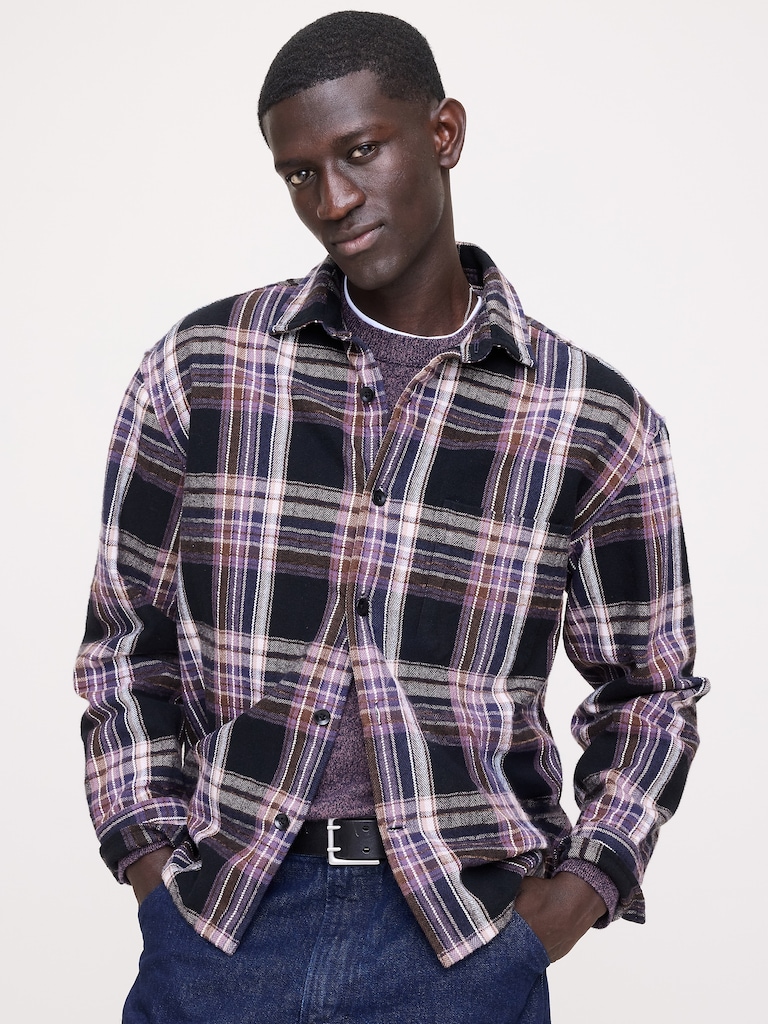Relaxed-Fit Textured Flannel Overshirt
