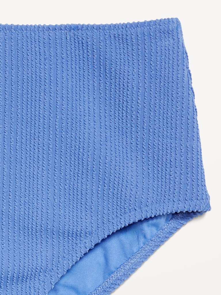 High-Waisted Ribbed Bikini Swim Bottoms