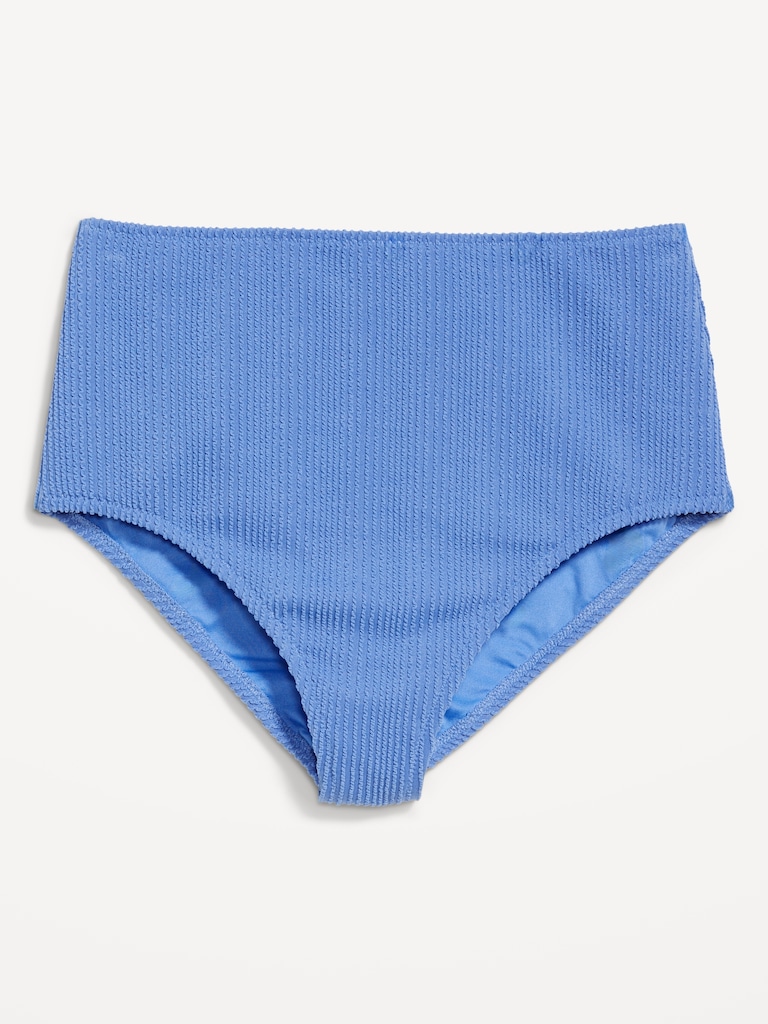 High-Waisted Ribbed Bikini Swim Bottoms