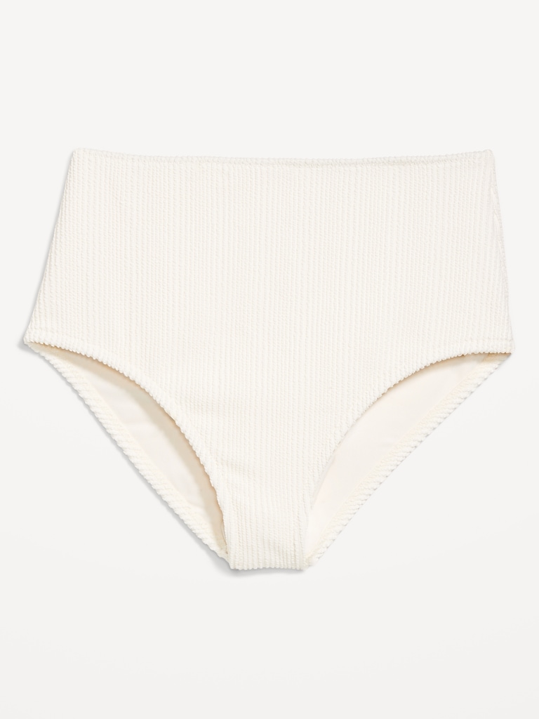 High-Waisted Ribbed Bikini Swim Bottoms