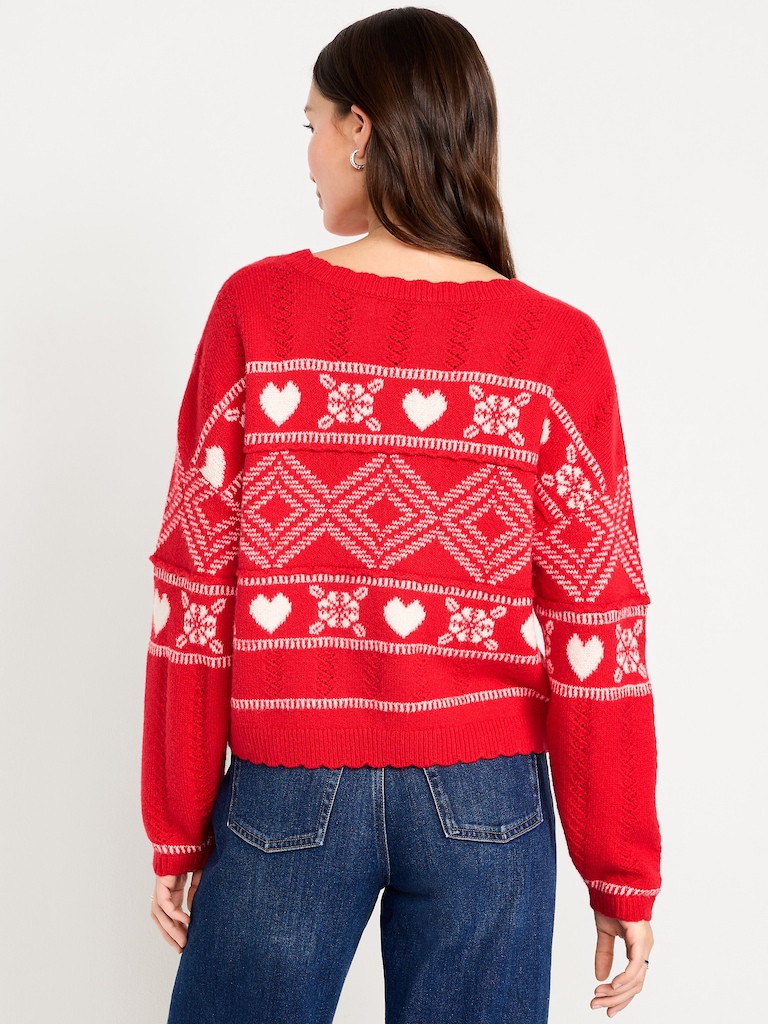 Crew-Neck Heart Sweater