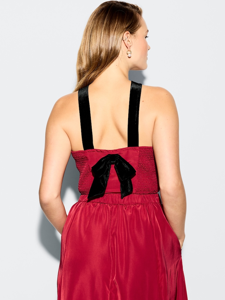 The Occasion by Old Navy Taffeta Cropped Halter Bow Top