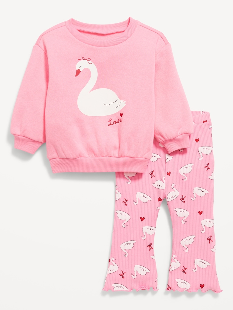 Long-Sleeve Graphic Sweatshirt and Leggings Set for Baby