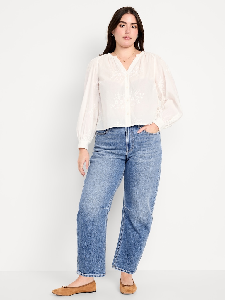 Wow High-Waisted Barrel Ankle Jeans