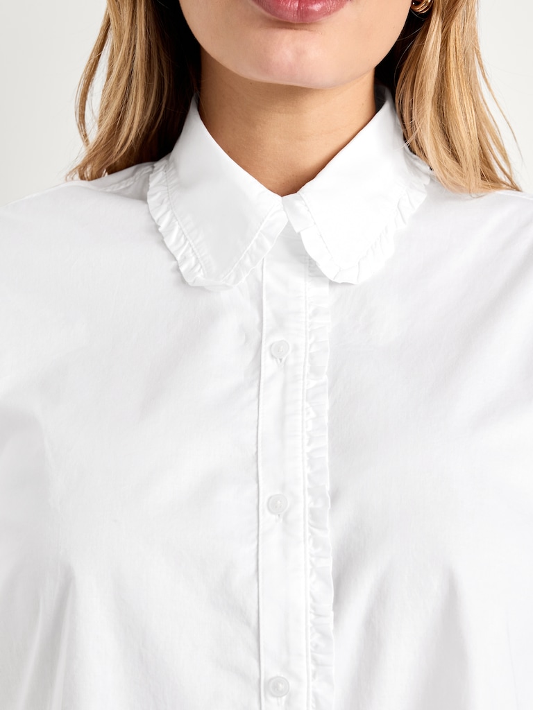Cropped Button-Down Ruffle Shirt