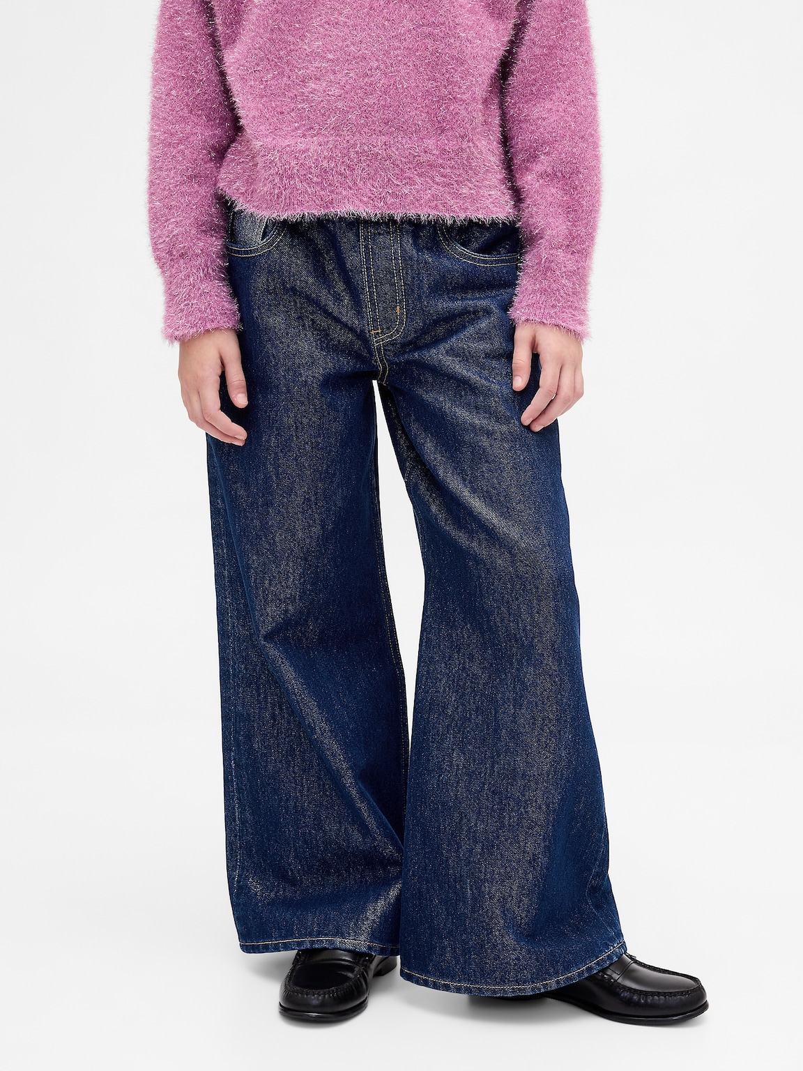 Kids Low Rise Baggy Metallic Jeans