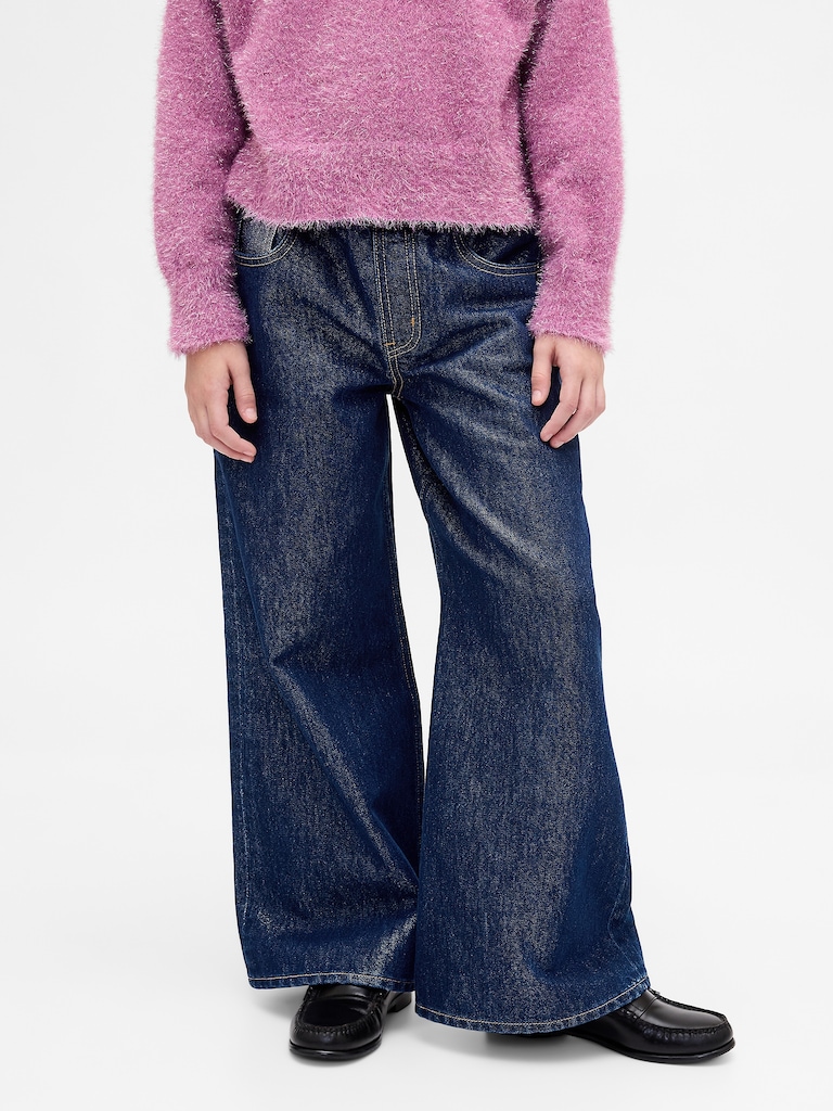 Kids Low Rise Baggy Metallic Jeans