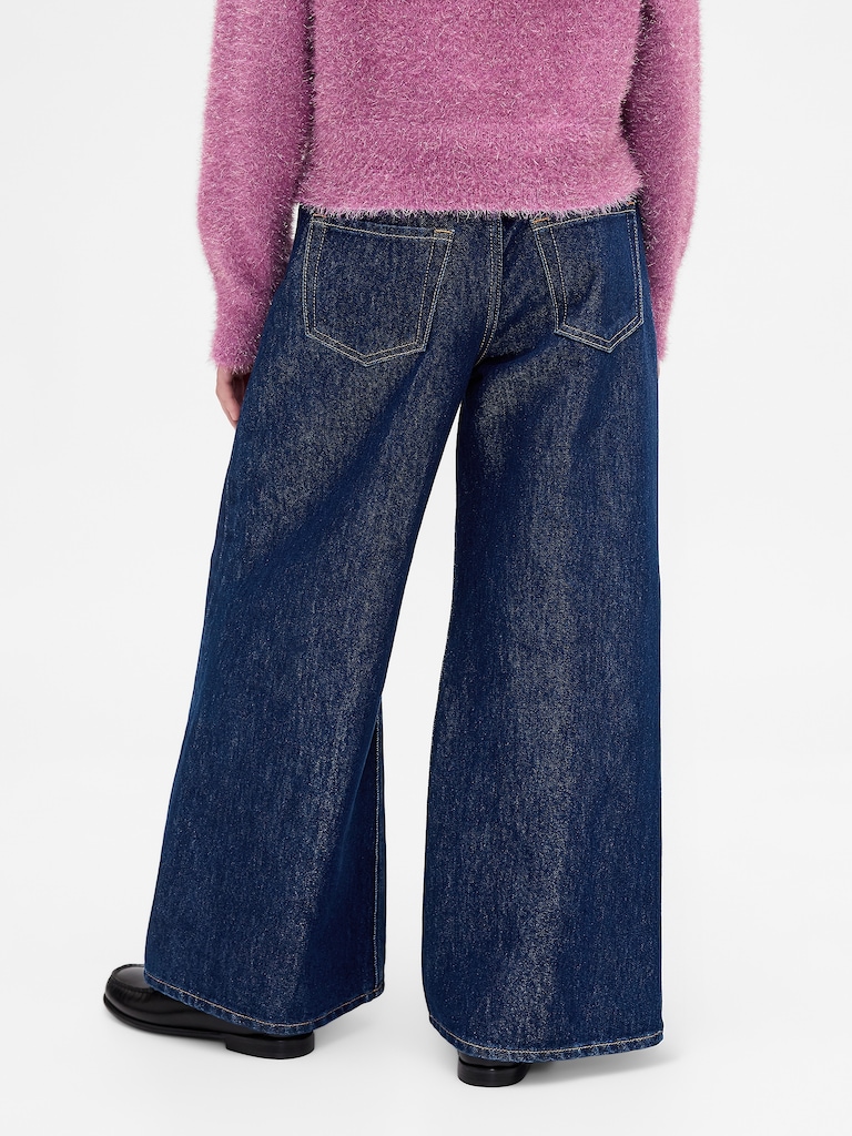 Kids Low Rise Baggy Metallic Jeans