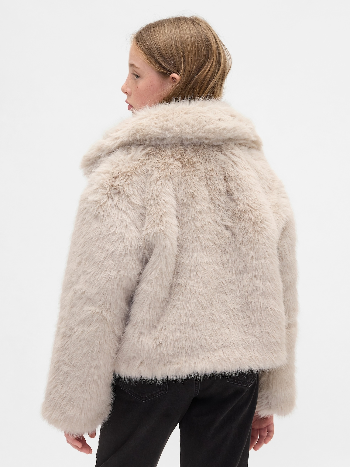 Kids Recycled Faux Fur Crop Coat