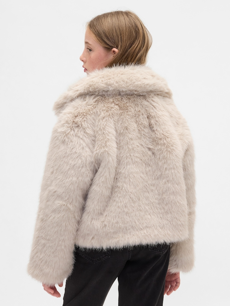 Kids Recycled Faux Fur Crop Coat