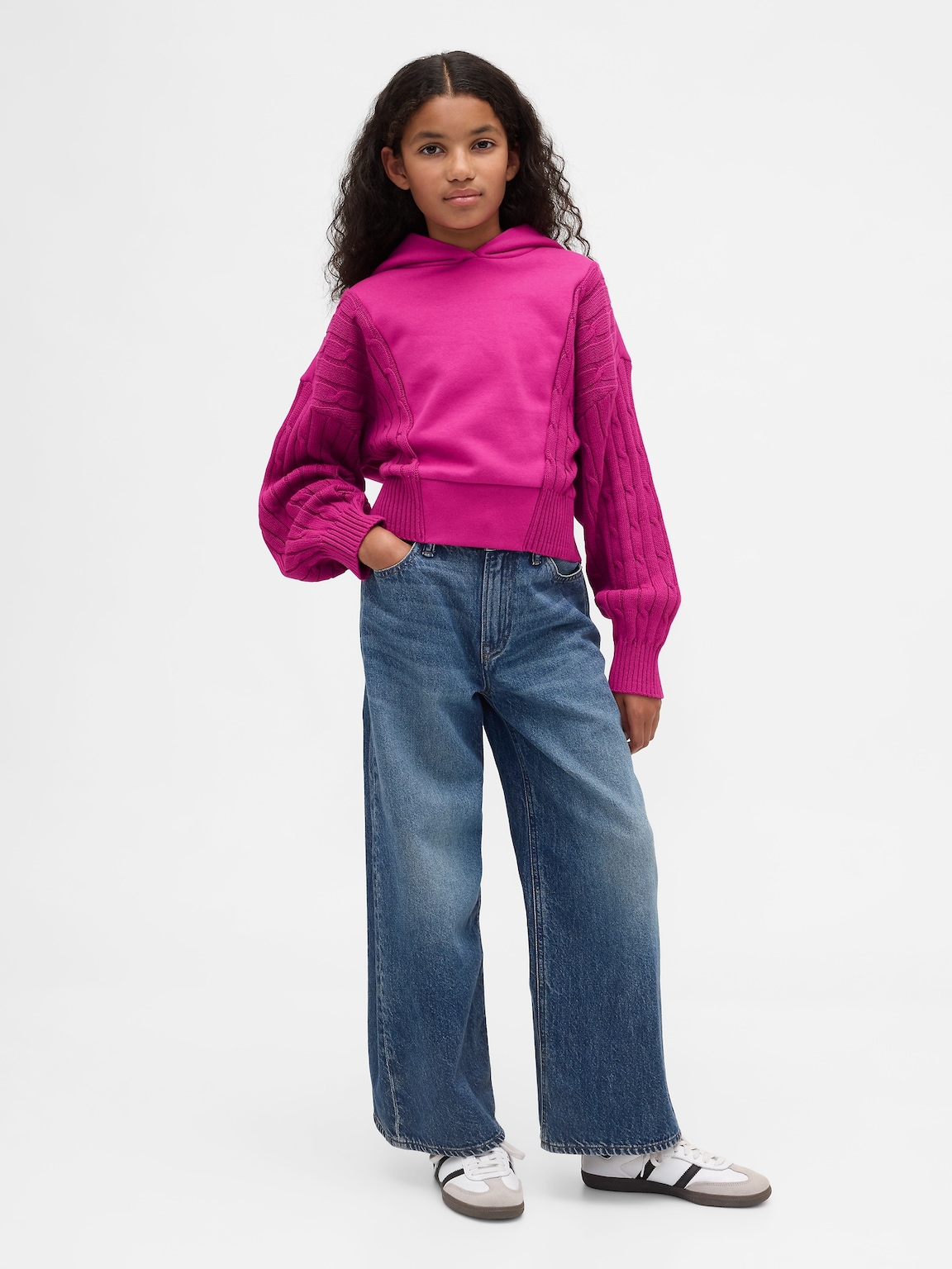 Kids VintageSoft Mixed Media Hoodie