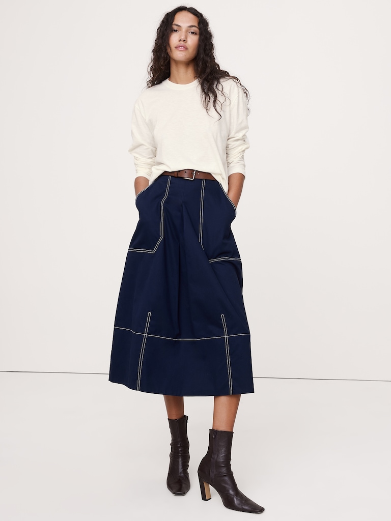 Cotton Slub Long-Sleeve Boyfriend T-Shirt