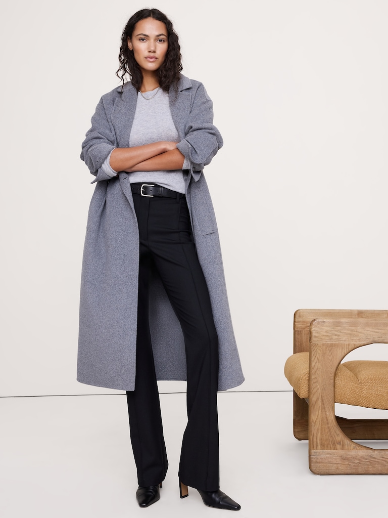 High-Rise Skinny Flare Stretch Wool-Blend Pant