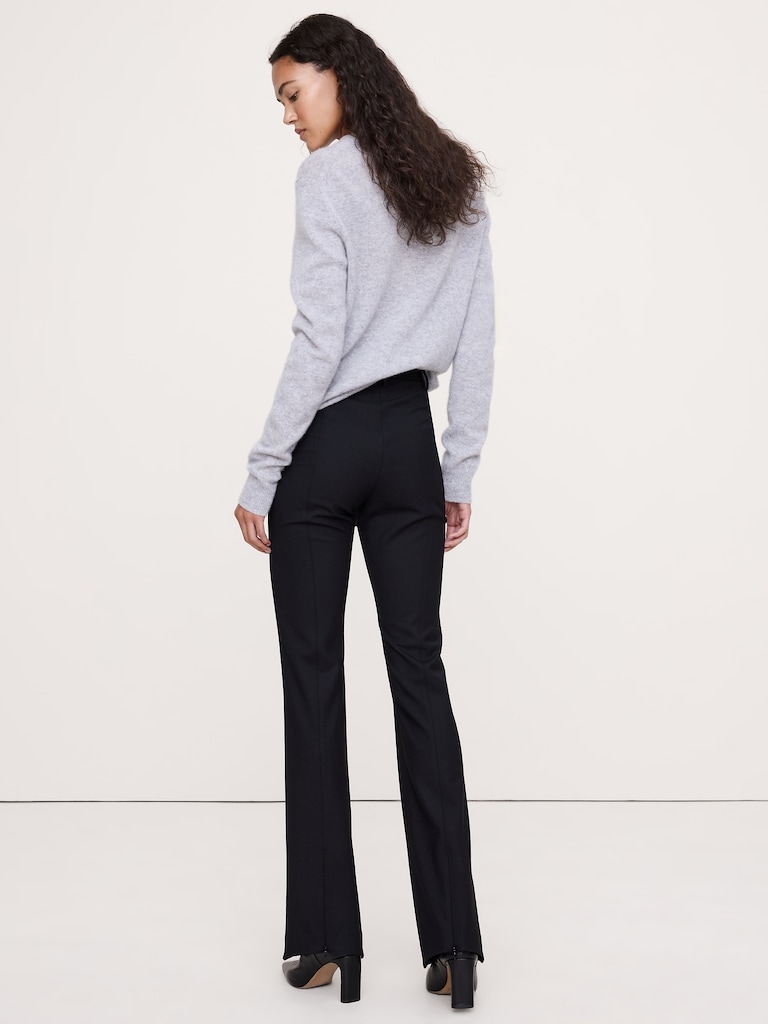 High-Rise Skinny Flare Stretch Wool-Blend Pant