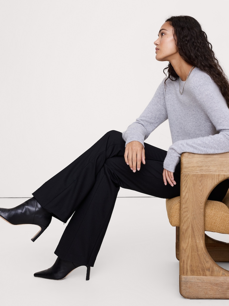 High-Rise Skinny Flare Stretch Wool-Blend Pant