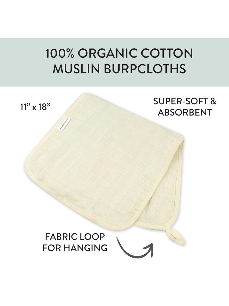Honest Baby Clothing 5 Pack Organic Cotton Multi Layer Woven Burp Cloths