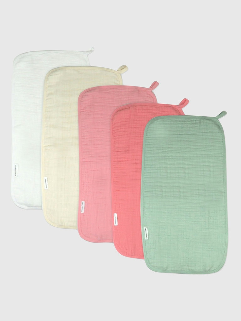 Honest Baby Clothing 5 Pack Organic Cotton Multi Layer Woven Burp Cloths