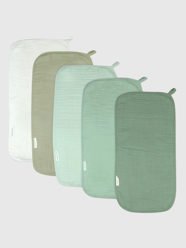 Honest Baby Clothing 5 Pack Organic Cotton Multi Layer Woven Burp Cloths