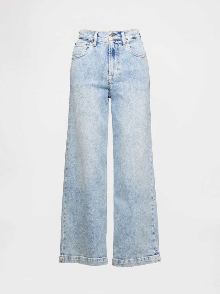 High Rise Stride Wide-Leg Ankle Jeans
