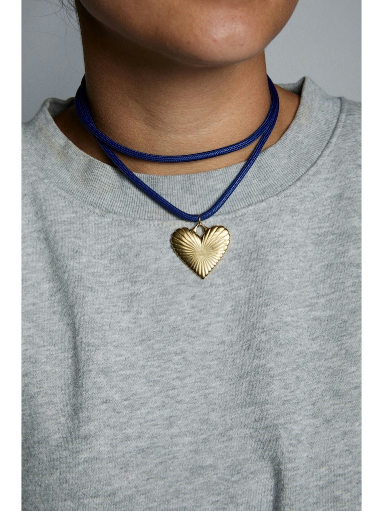 Exclusive Gap Denim Ribbed Heart of Gold Necklace