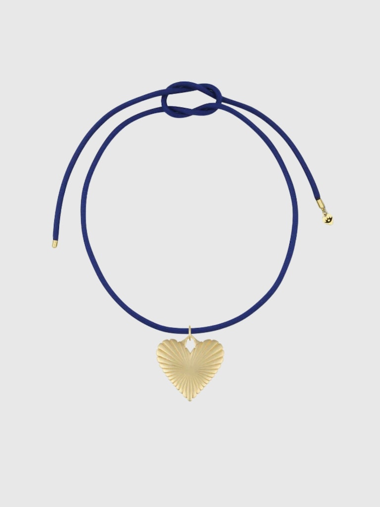 Exclusive Gap Denim Ribbed Heart of Gold Necklace