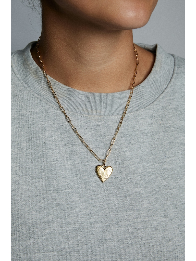 HART Small Ribbed Heart of Gold Necklace