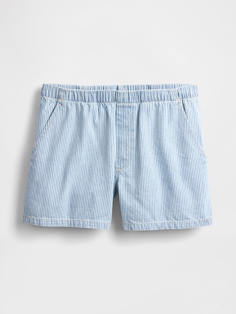 Mid Rise Easy Denim Boxer Shorts