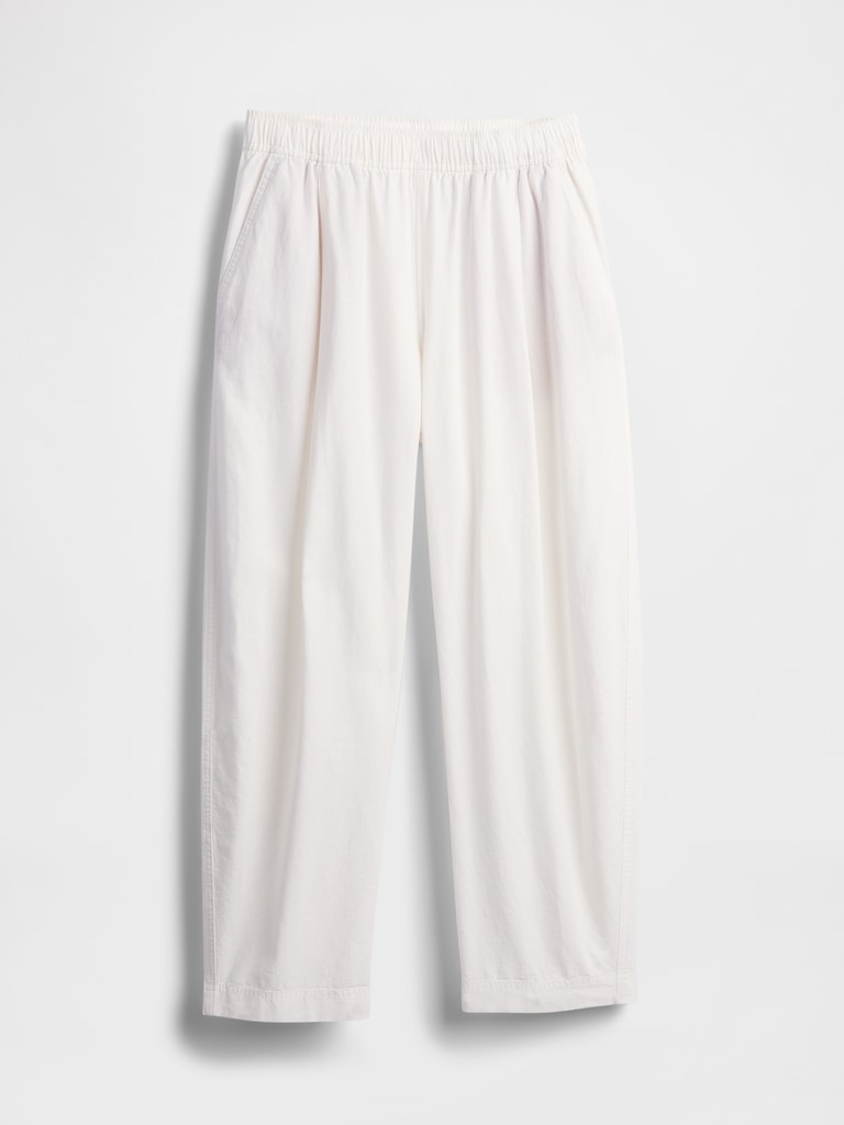 Mid Rise Linen-Blend Easy Barrel Pants