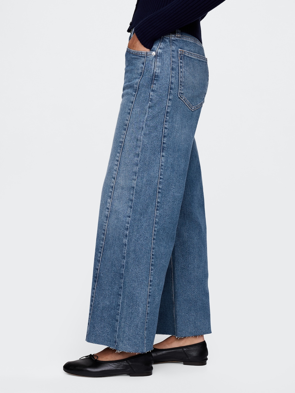 High Rise Stride Wide-Leg Ankle Jeans