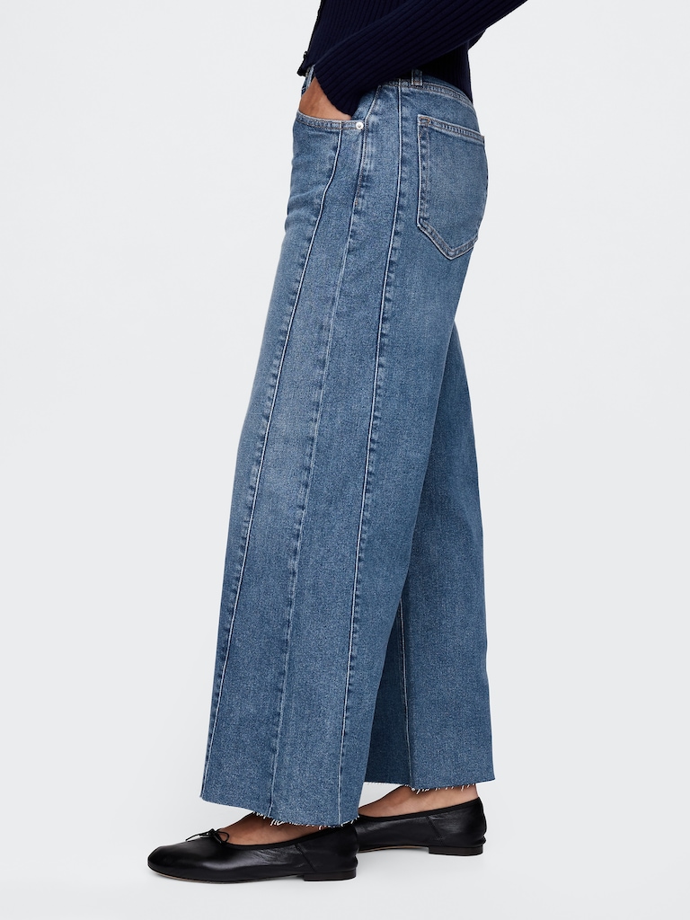 High Rise Stride Wide-Leg Ankle Jeans