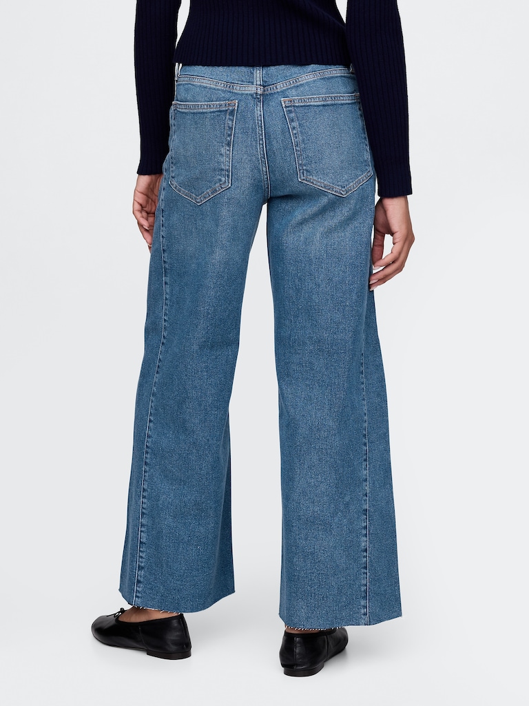 High Rise Stride Wide-Leg Ankle Jeans