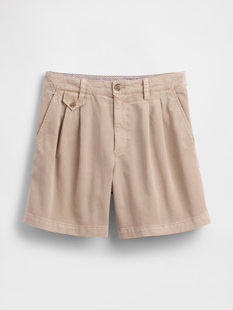 6" Mid Rise Twill Pleated Trouser Shorts