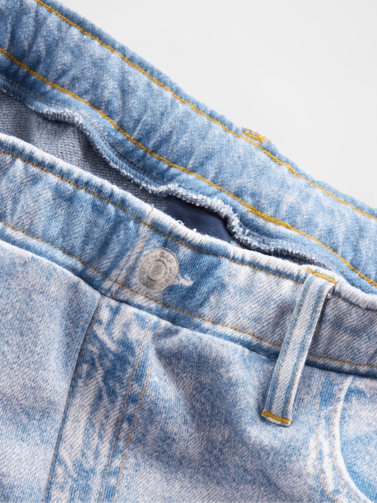 Printed Knit Baggy Jeans