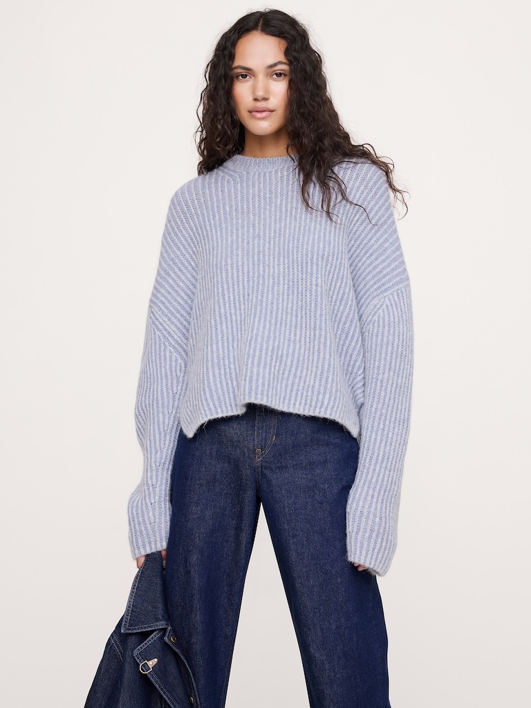 Alpaca-Wool Blend Ribbed Sweater