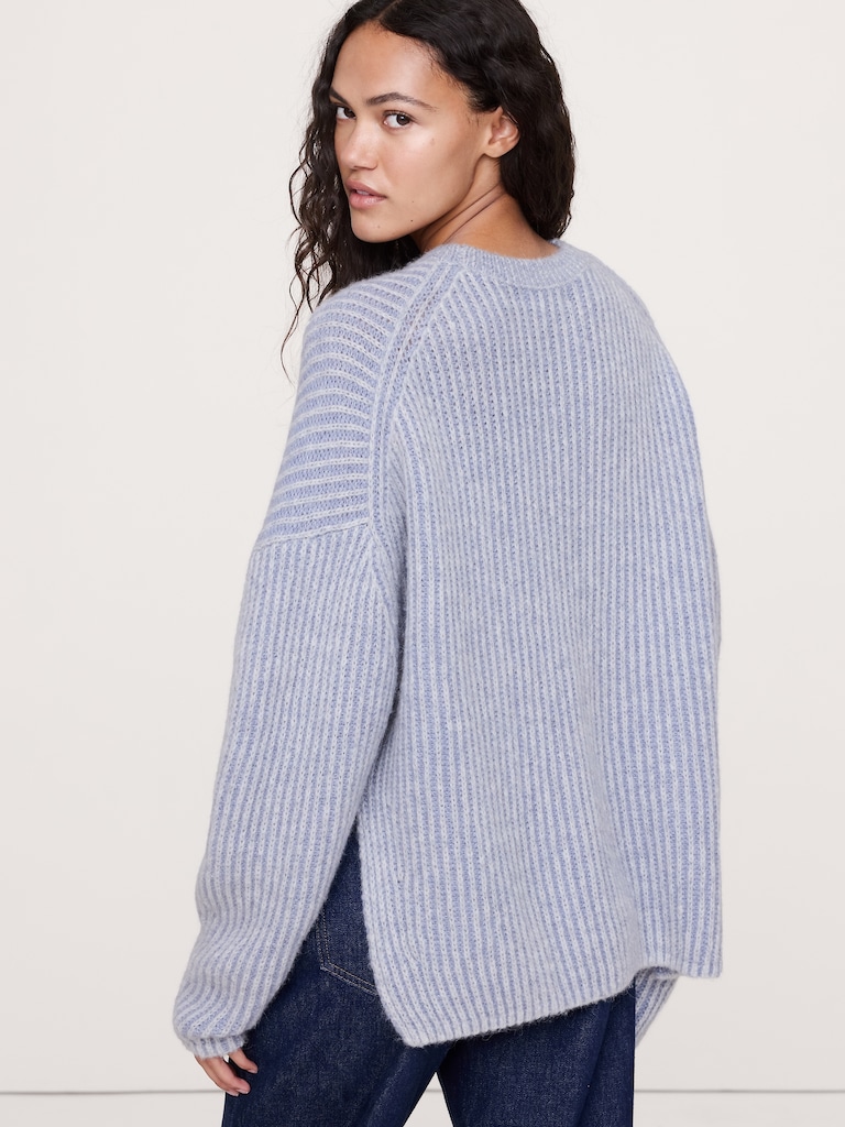 Alpaca-Wool Blend Ribbed Sweater