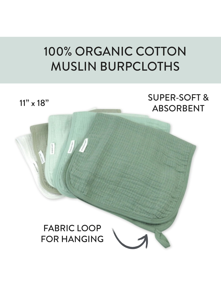 Honest Baby Clothing 5 Pack Organic Cotton Multi Layer Woven Burp Cloths