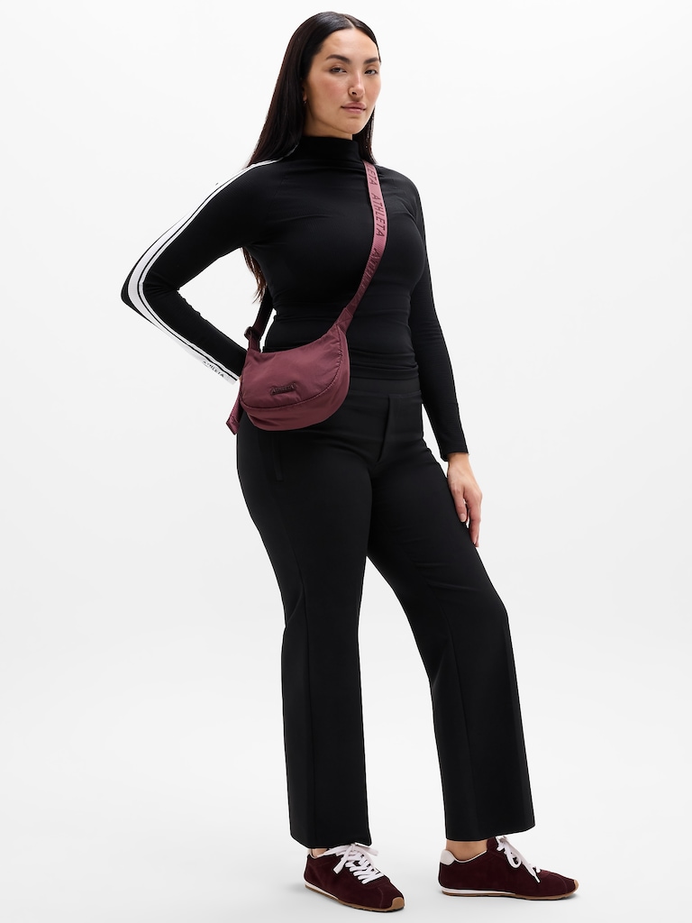 Renew Seamless Mock Neck Stripe Logo Top