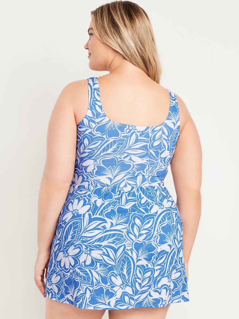 Pique Side-Tie Swim Dress