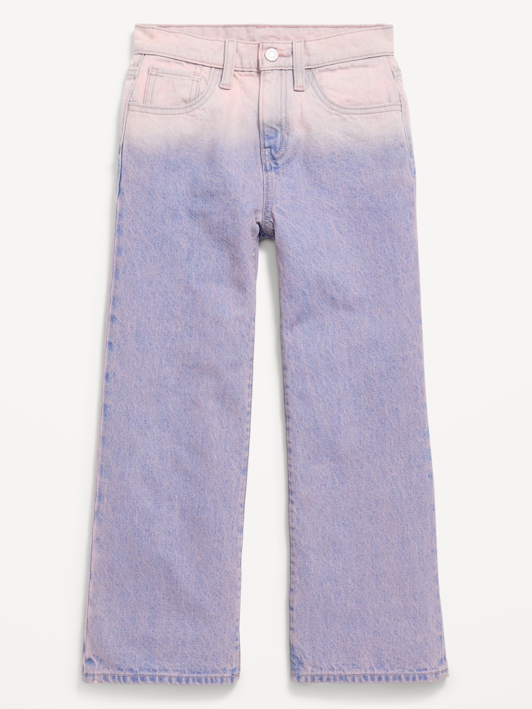High-Waisted Ombré Baggy Wide-Leg Jeans for Girls