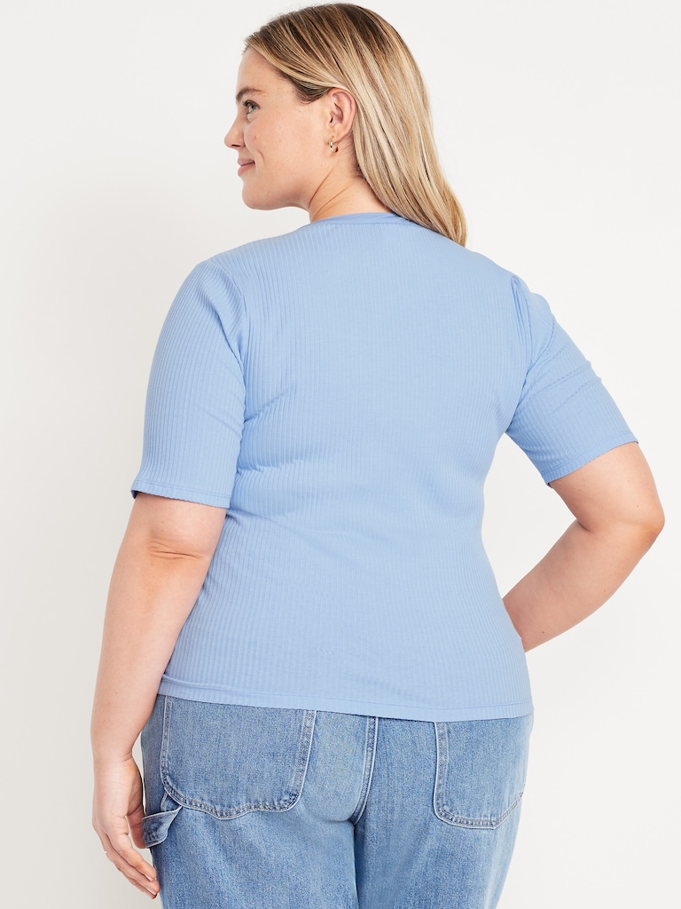 Short Sleeve Lace-Front Top