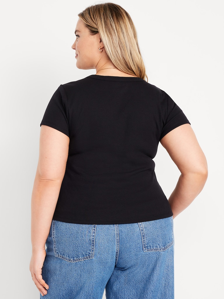 Snug V-Neck Crop T-Shirt