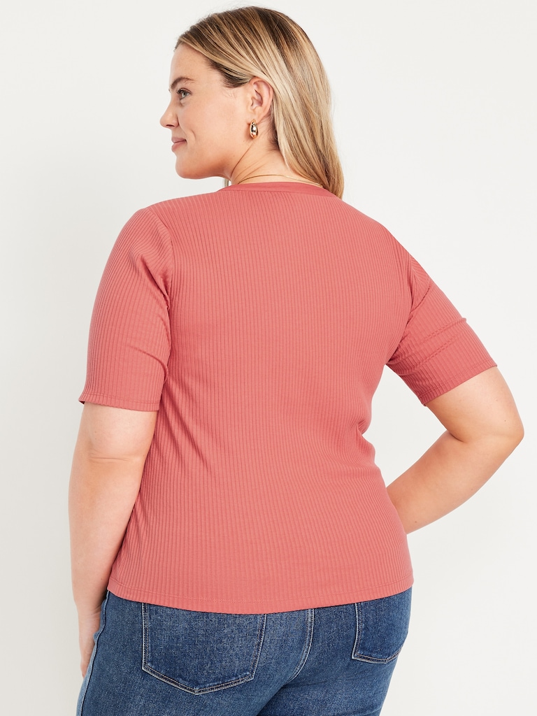 Short Sleeve Lace-Front Top