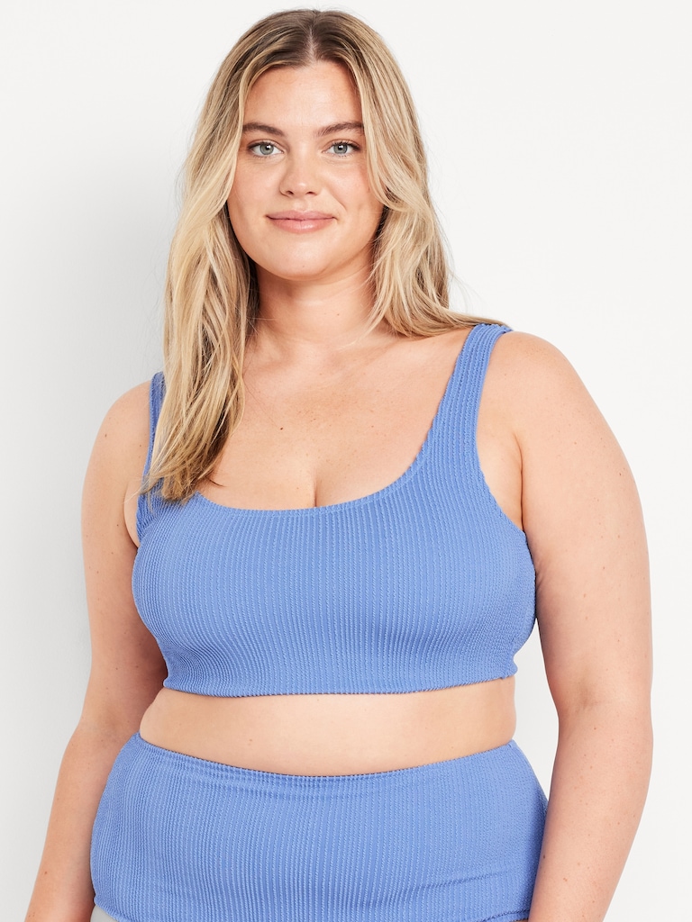 Ribbed Scoop-Neck Swim Top