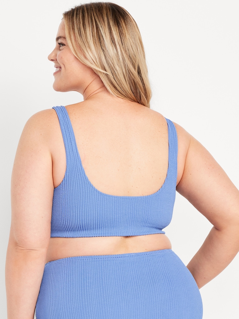 Ribbed Scoop-Neck Swim Top