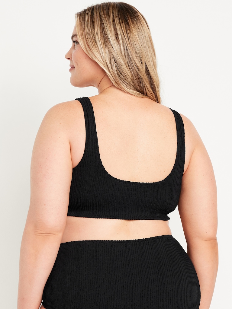 Ribbed Scoop-Neck Swim Top